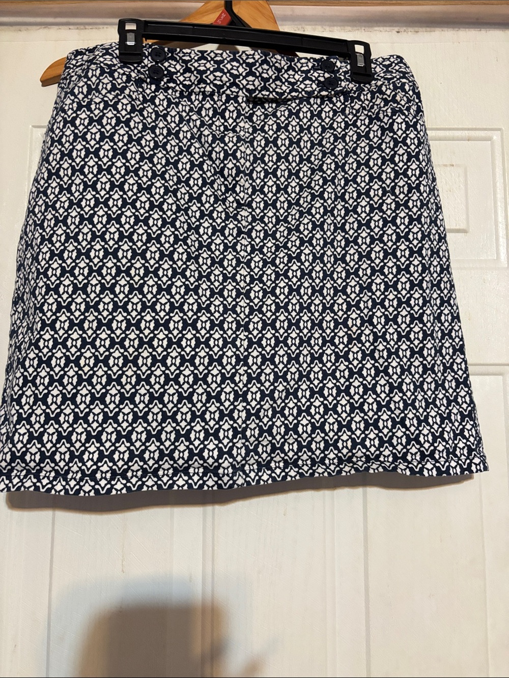 Ann Taylor Navy and White Printed Mini Skirt